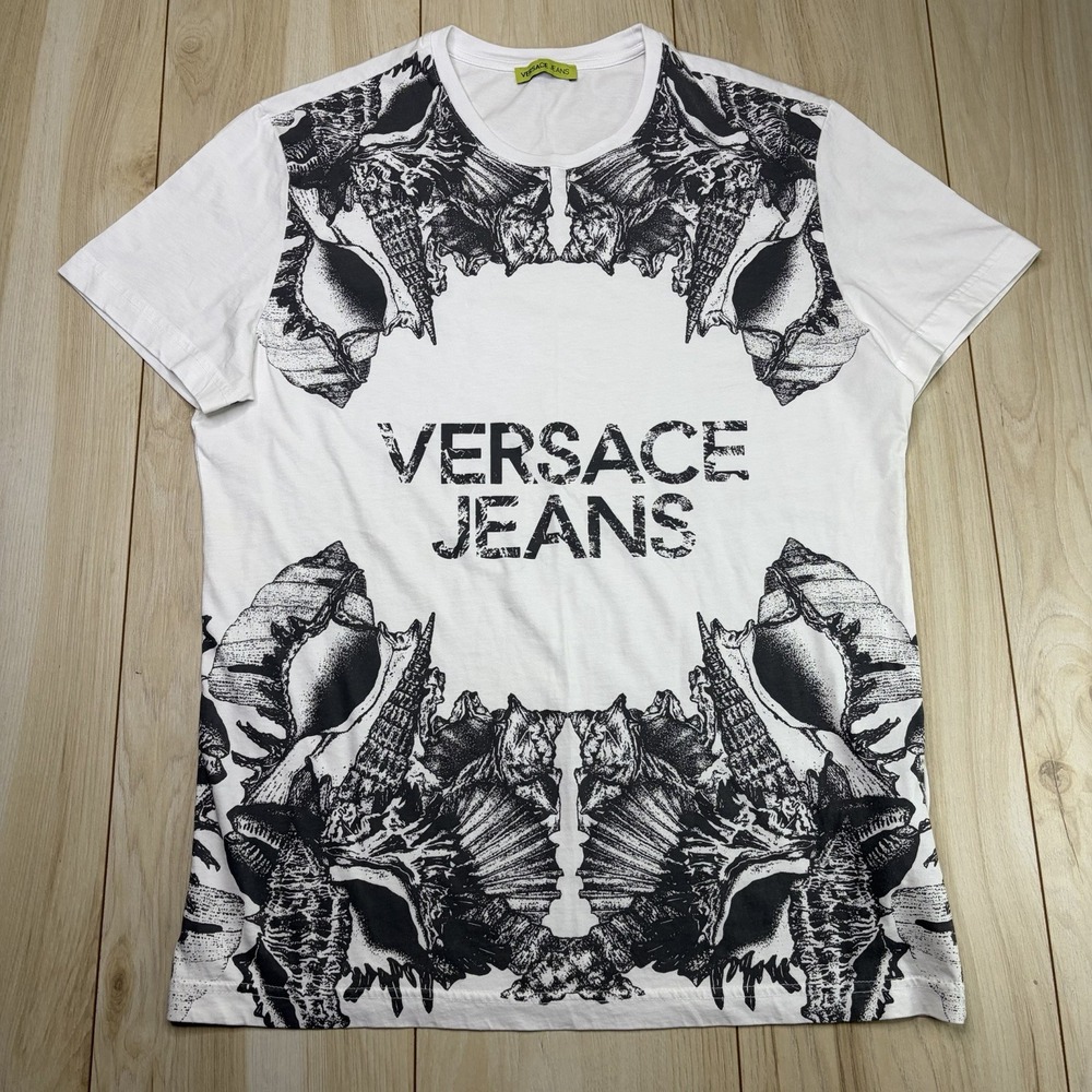 Versace Jeans Graphic Print T Shirt Mens Medium DesigneR Short Sleeve White